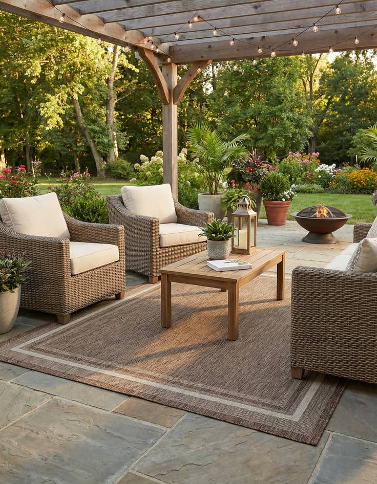 Detail image of  9' x 12'  Washable Border Indoor / Outdoor Rug