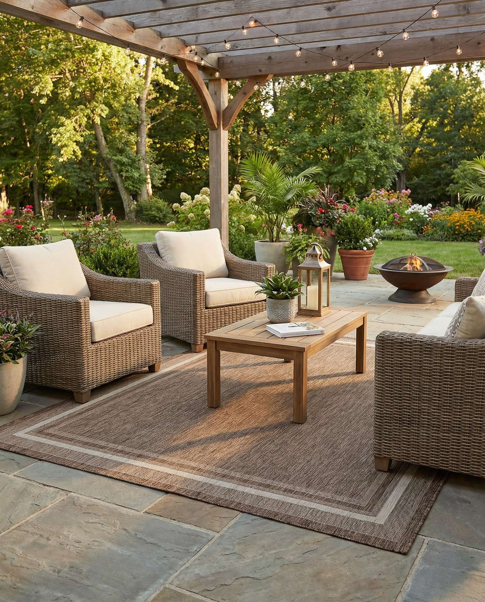 9' x 12' Easy-Clean Border Indoor / Outdoor Rug