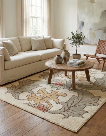 4' 5 x 5' 2 Hand Knotted Oushak Wool Square Rug