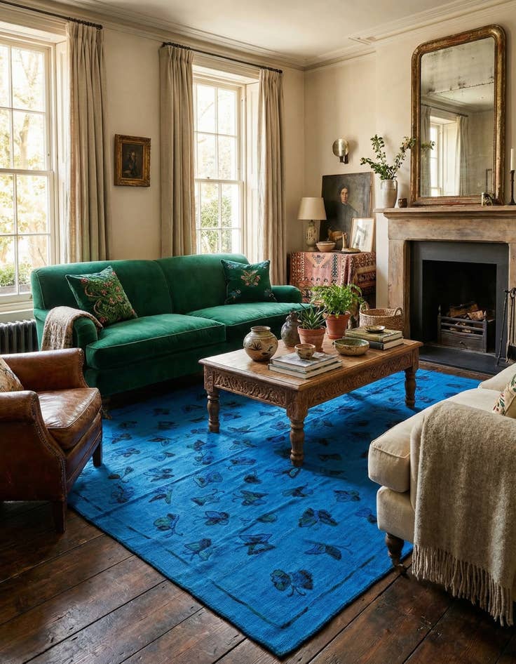 Detail image of 6' x 7' 6  Hand Woven Kilim Suzani Wool Rug