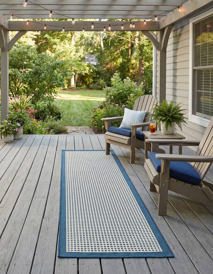 Detail image of 2' x 8'  Washable Border Indoor / Outdoor Runner Rug