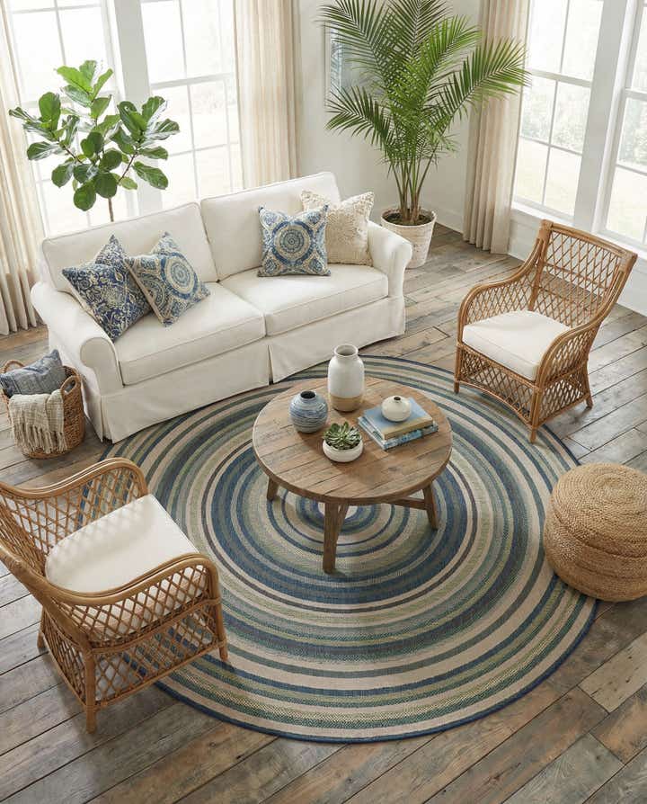 10' x 10' Easy-Clean Baja Indoor / Outdoor Round Rug