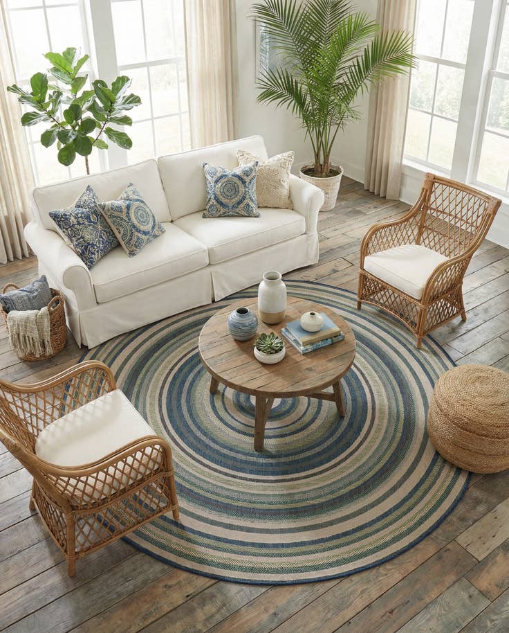 Detail image of 10' x 10' Easy-Clean Baja Indoor / Outdoor Round Rug