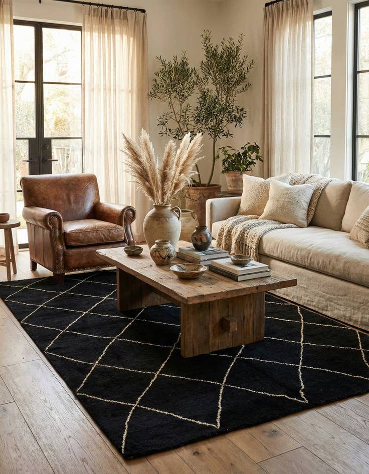 Detail image of 5' 7 x 8'  Hand Knotted Moroccan Wool Rug