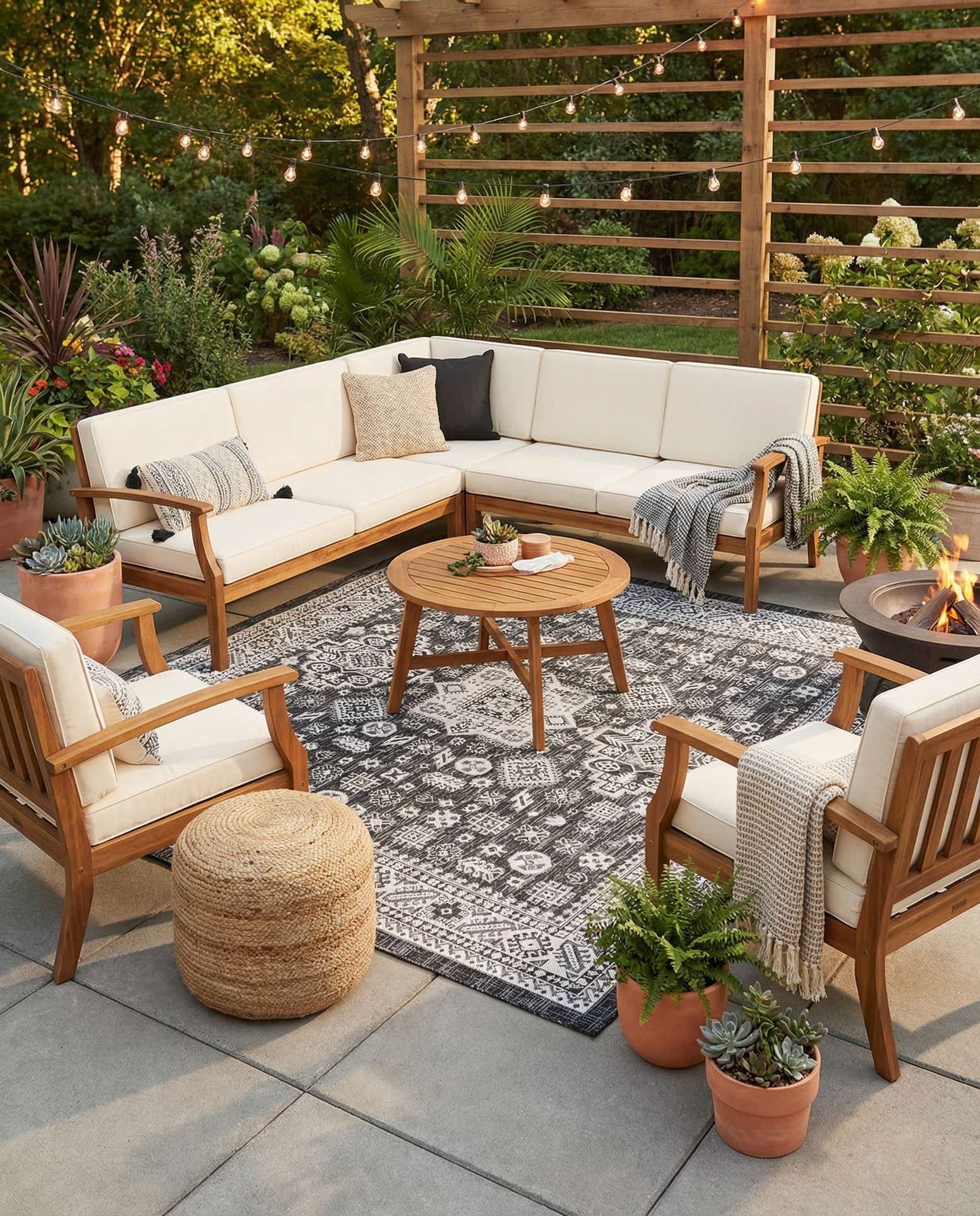 7' 10 x 7' 10 Easy-Clean Aztec Indoor / Outdoor Square Rug