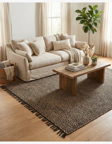 Black Hand Woven Braided Jute Rug