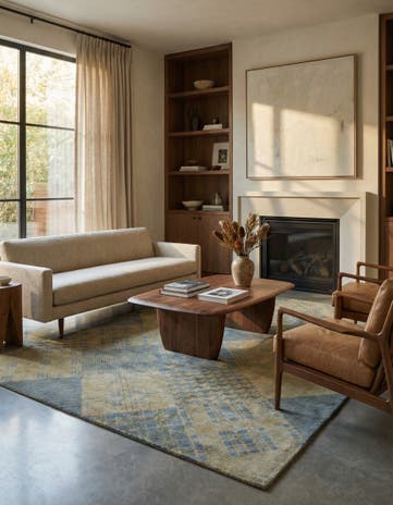 7' 10 x 10' Hand Knotted Modern Manshu Wool Rug