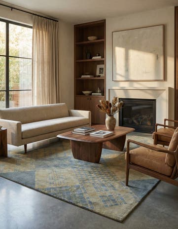 7' 10 x 10' Hand Knotted Modern Manshu Wool Rug