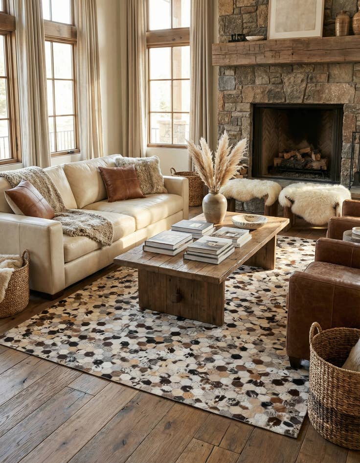 Detail image of 5' 1 x 7' 10 Cowhide Rug