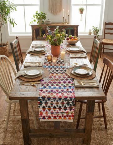 1' 2 x 10' Hand Woven Braided Chindi Table Runner Rug