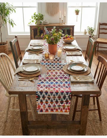 Hand Woven Braided Chindi Table Runner Rug