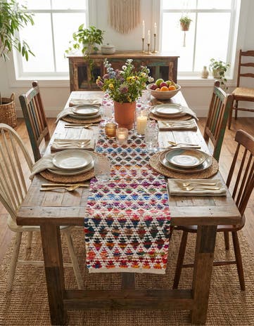 1' 2 x 10' Hand Woven Braided Chindi Table Runner Rug