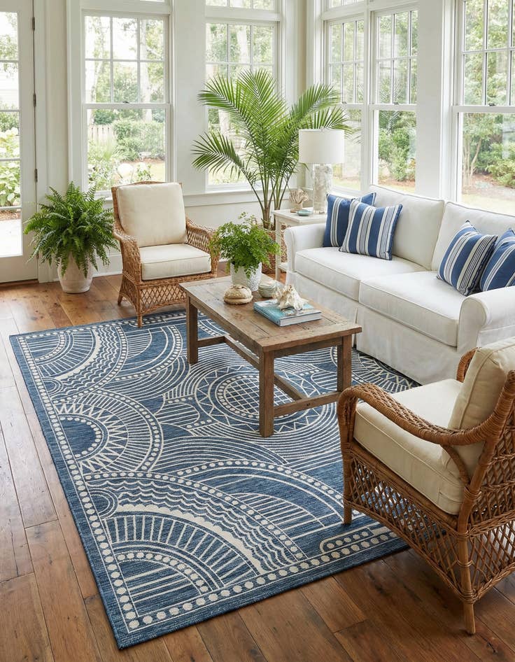 Detail image of  10' x 10'  Washable Traditional Indoor / Outdoor Square Rug