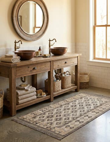 3' 4 x 5' 1 Hand Woven Kilim Maymana Wool Rug