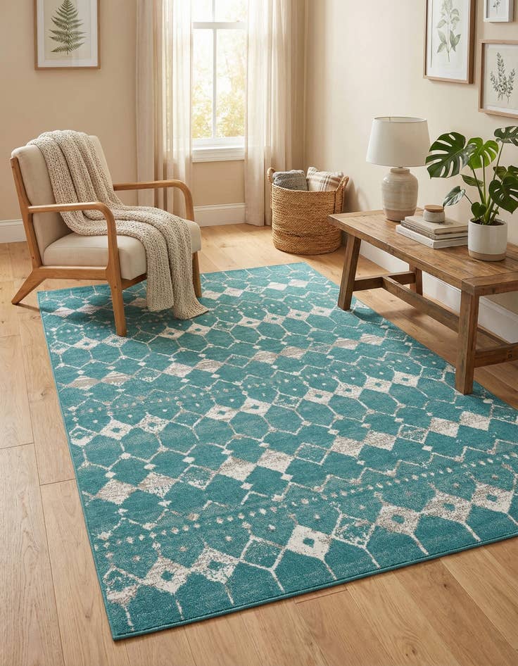 Detail image of 6' x 9'  Washable Trellis Indoor / Outdoor Rug