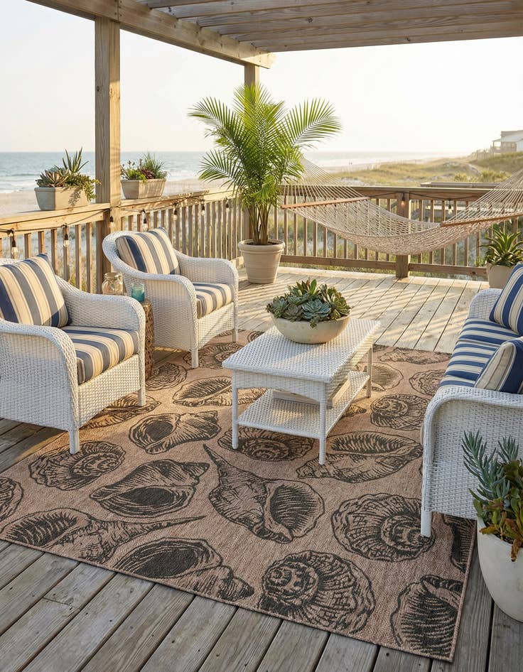 Detail image of 9' x 12'  Washable Coastal Indoor / Outdoor Rug