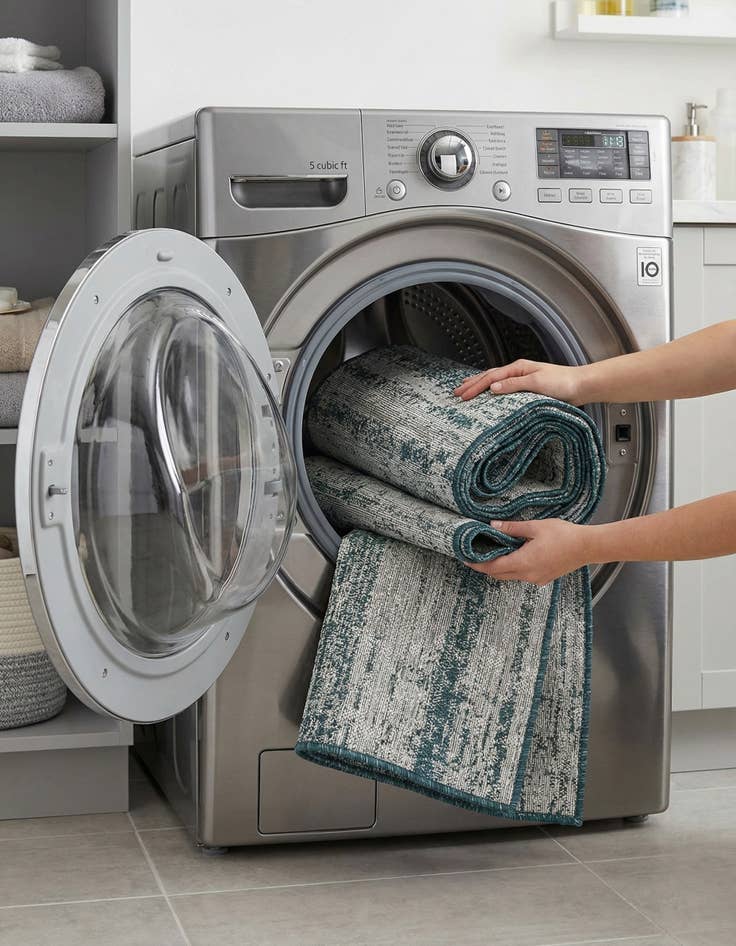 Detail image of  5' 3 x 5' 3  Washable Modern Indoor / Outdoor Square Rug