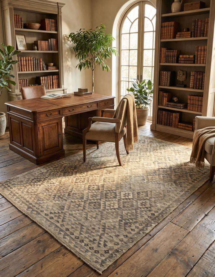 Detail image of 6' 6 x 9' 11  Hand Woven Kilim Maymana Wool Rug