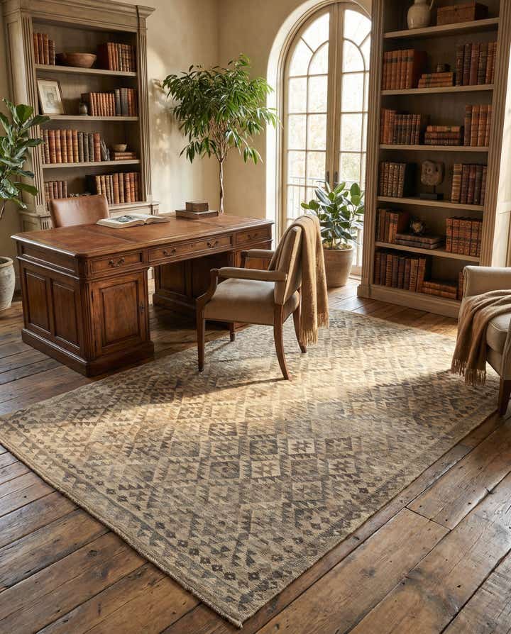 6' 6 x 9' 11 Hand Woven Kilim Maymana Wool Rug