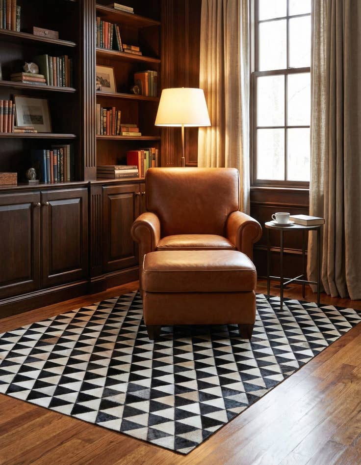 Detail image of 5' 2 x 8' Cowhide Stocks Rug