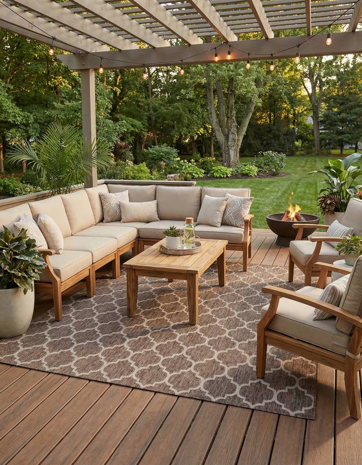 Detail image of  13' x 13'  Washable Lattice Indoor / Outdoor Square Rug