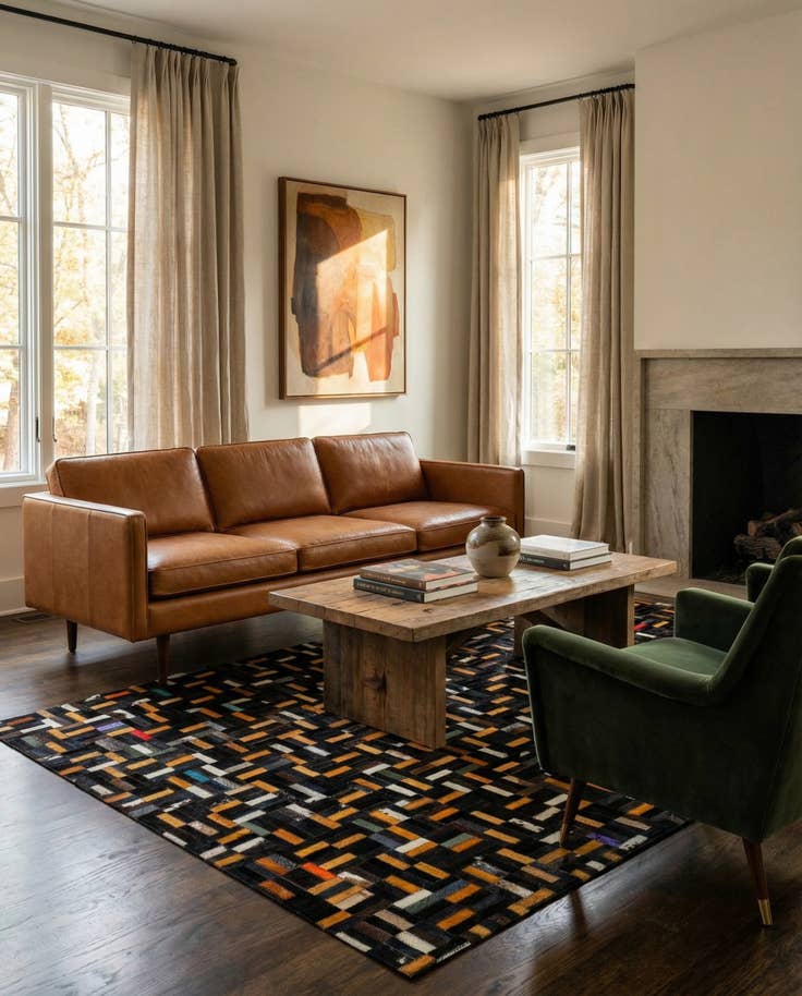 Detail image of 5' x 8' 1 Cowhide - Patchwork Rug