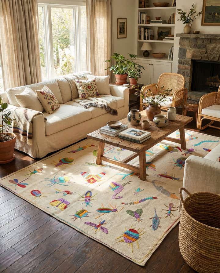 5' 5 x 7' 4 Hand Woven Kilim Suzani Wool Rug
