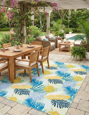 10' x 12' Easy-Clean Botanical Indoor / Outdoor Rug