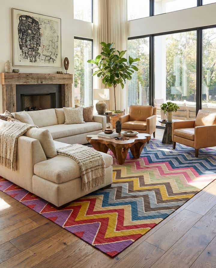 8' 8 x 9' 10 Hand Woven Kilim Modern Wool Rug