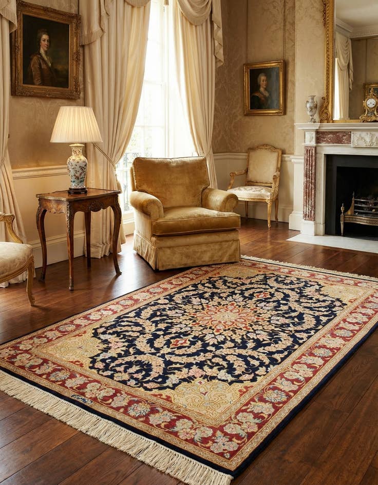 Detail image of 2' 7 x 4' Ghom Silk Rug