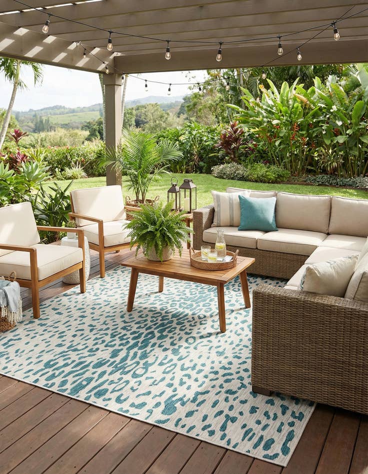 Detail image of 7' 10 x 11'  Washable Safari Indoor / Outdoor Rug