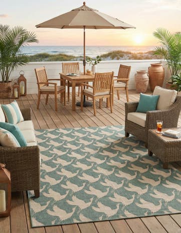 9' x 12' Easy-Clean Coastal Indoor / Outdoor Rug