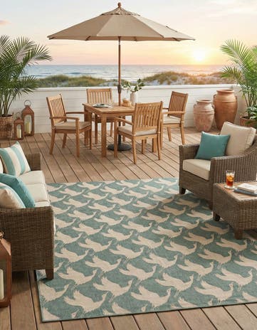 9' x 12' Easy-Clean Coastal Indoor / Outdoor Rug