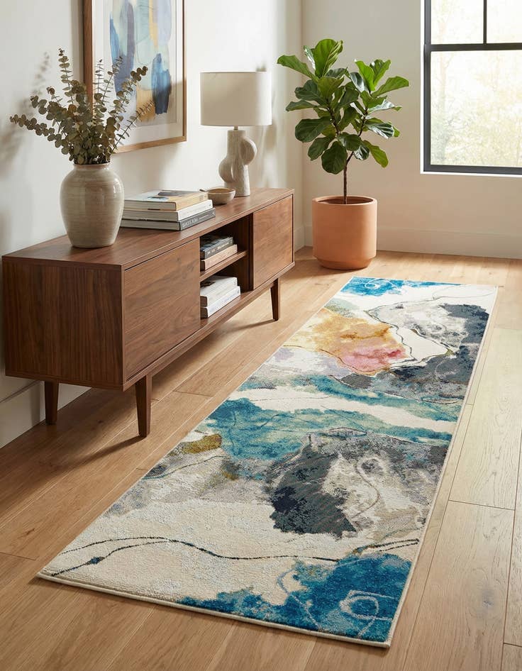 Detail image of  2' 7 x 10'  Washable Modern Indoor / Outdoor Runner Rug