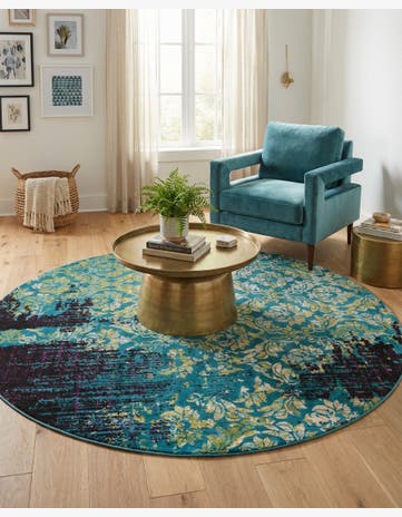 Blue Ankara Round Rug