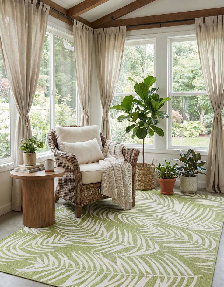 Detail image of  7' 10 x 11'  Washable Botanical Indoor / Outdoor Rug