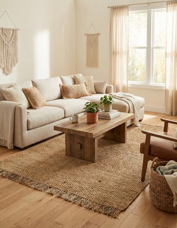 6' 1 x 9' Hand Woven Chunky Jute Rug