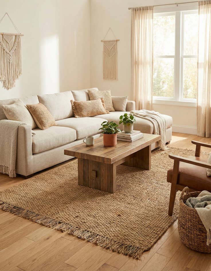 Detail image of  6' 1 x 9'  Hand Woven Chunky Jute Rug