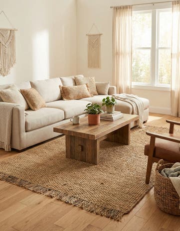6' 1 x 9' Hand Woven Chunky Jute Rug