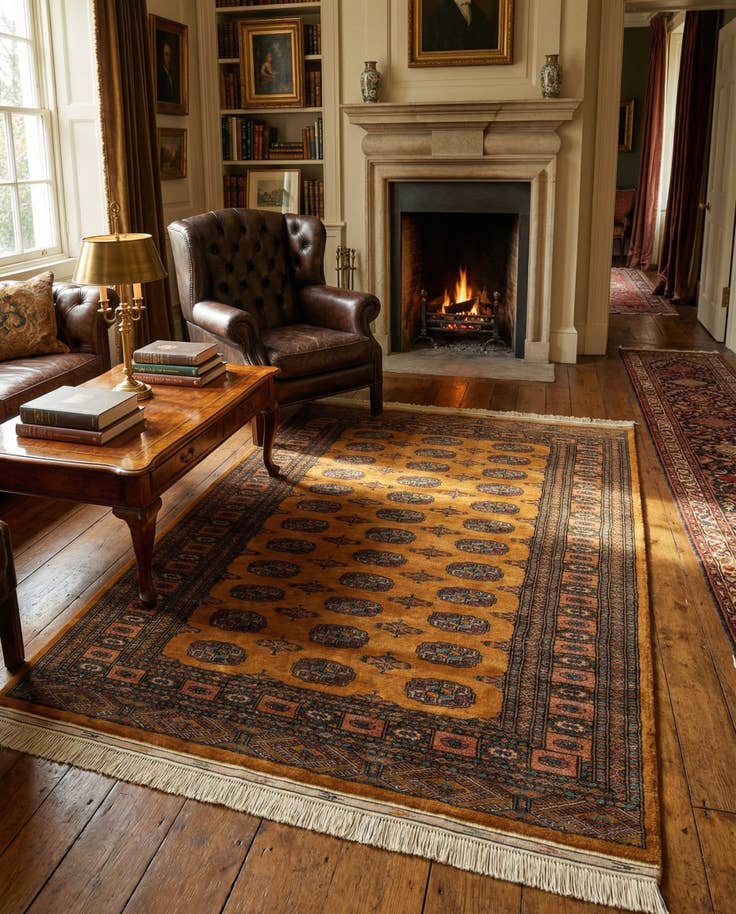 Detail image of 4' 6 x 6' 2 Hand Knotted Bokhara Wool Rug