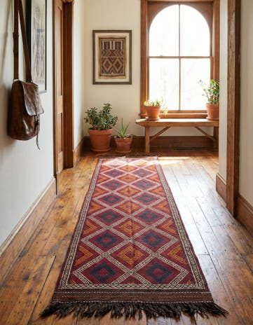 2' 6 x 9' 9 Hand Knotted Kilim Fars Persian Wool Runner Rug