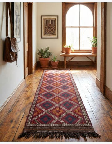 2' 6 x 9' 9 Hand Knotted Kilim Fars Persian Wool Runner Rug