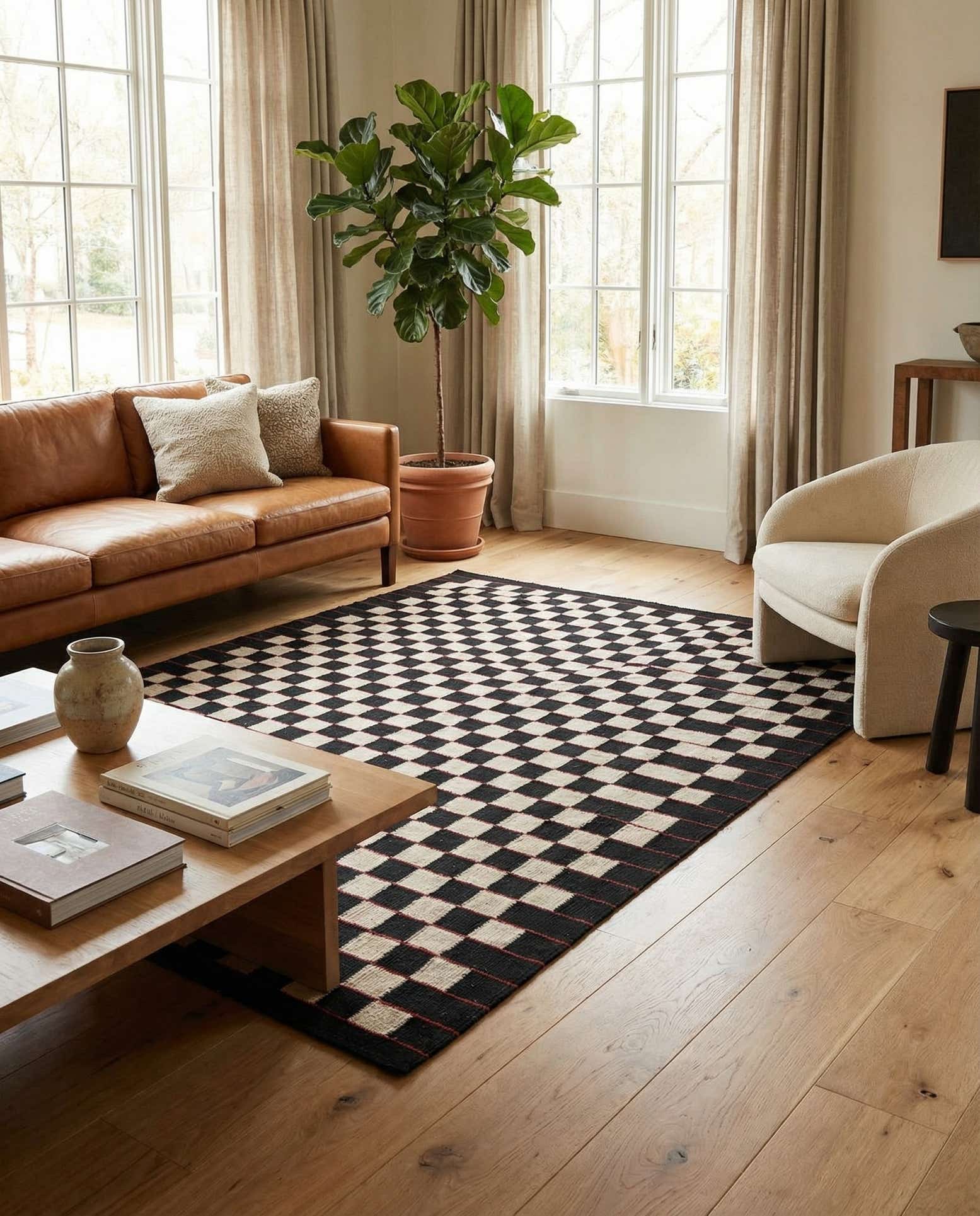 4' 9 x 6' 1 Hand Woven Kilim Modern Wool Rug