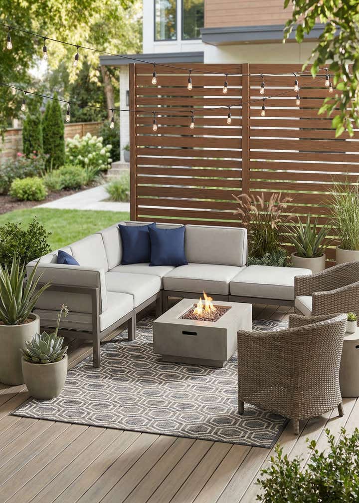 5' 3 x 7' 8 Easy-Clean Modern Indoor / Outdoor Rug
