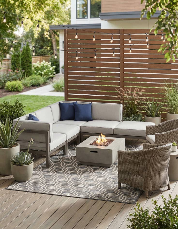 Detail image of 5' 3 x 7' 8 Easy-Clean Modern Indoor / Outdoor Rug