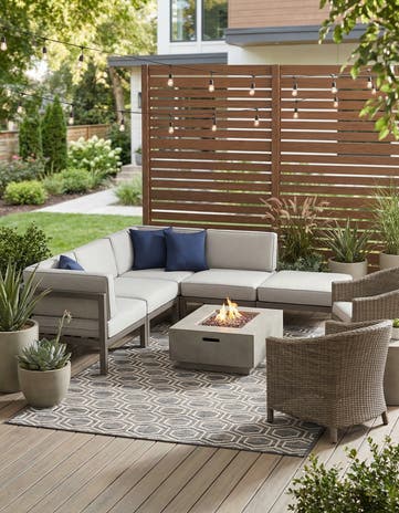 5' 3 x 7' 8 Easy-Clean Modern Indoor / Outdoor Rug