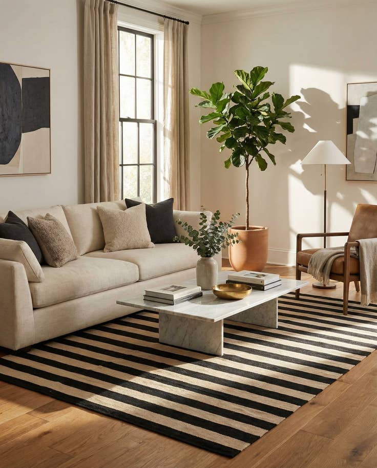 Detail image of 5' 6 x 8' 6 Hand Woven Kilim Modern Wool Rug