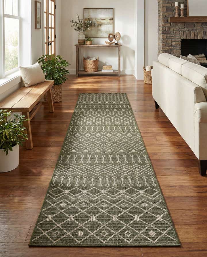 2' 7 x 12' Easy-Clean Lattice Indoor / Outdoor Runner Rug