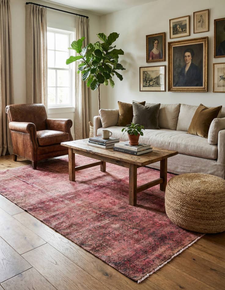 Detail image of  4' 3 x 5'  Hand Knotted Ultra Vintage Persian Wool Rug