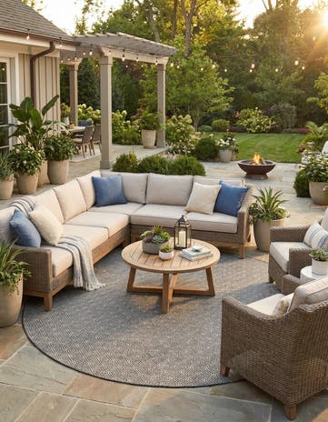 13' x 13' Easy-Clean Lattice Indoor / Outdoor Round Rug